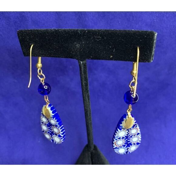 Stunning Blue Venetian Glass Necklace and Earrings Set, Vintage - Picture 7 of 8